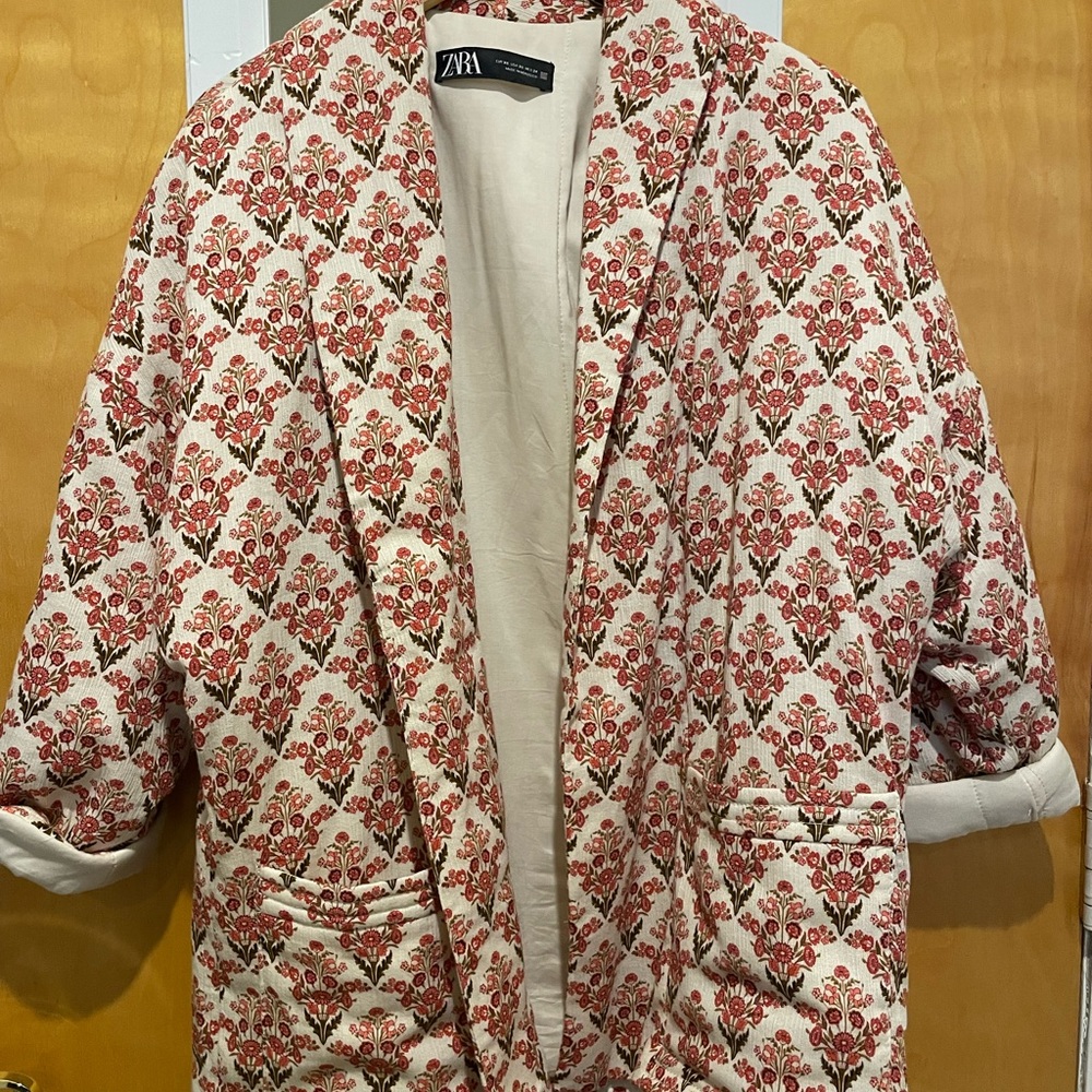 Zara Quilted Floral Blazer